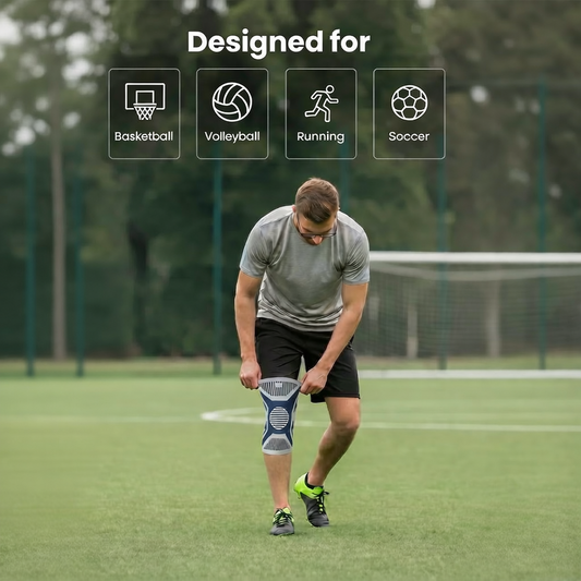 Sports Knee Sleeve with Silicone Cushion & Side Spring Support