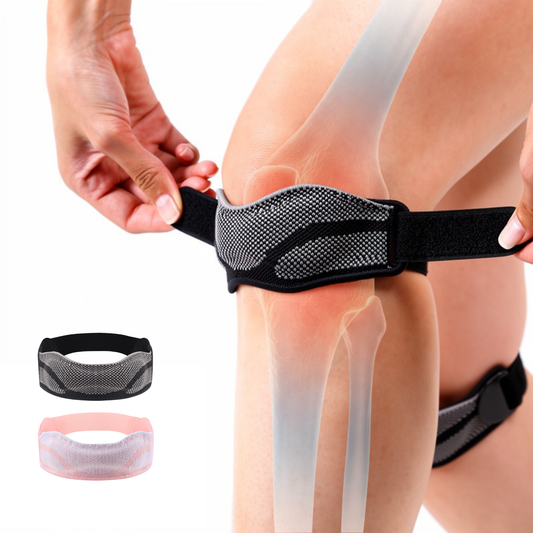 Adjustable Patella Tendon Strap 1 Pair — Breathable Knee Support Bands with Silicone Cushion, Black/Pink